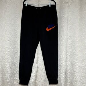 Nike Men’s Black Joggers with Orange and Blue Logo Excellent Cond. -Size L